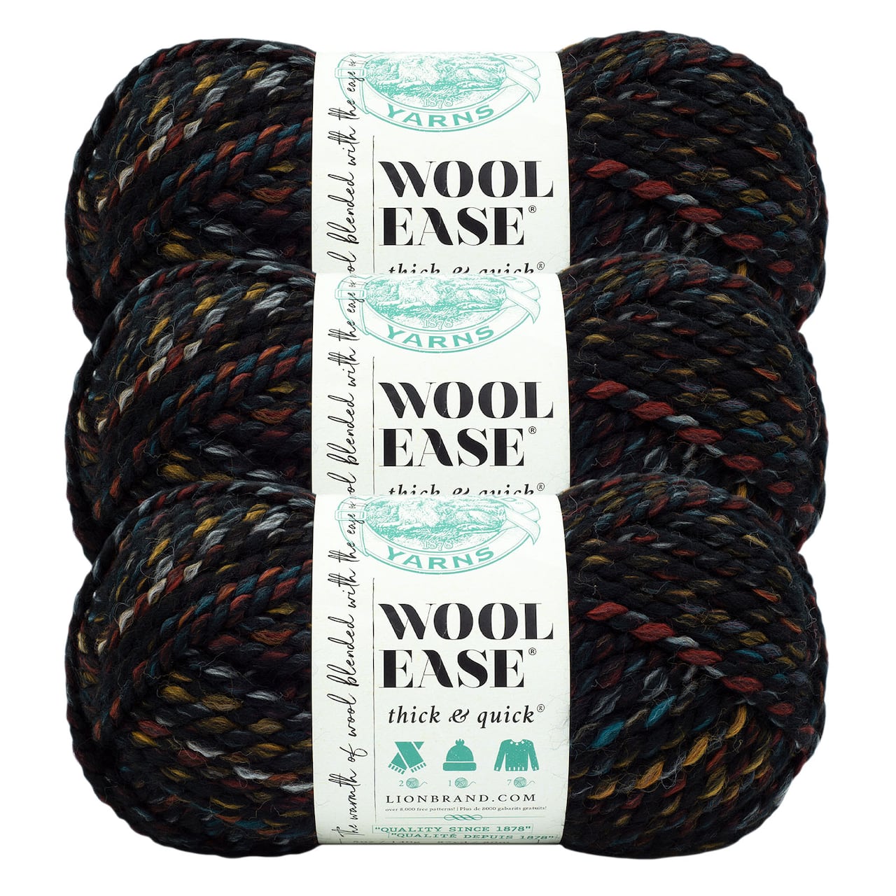 3 Pack Lion Brand® Wool-Ease® Thick & Quick® Prints & Stripes Yarn